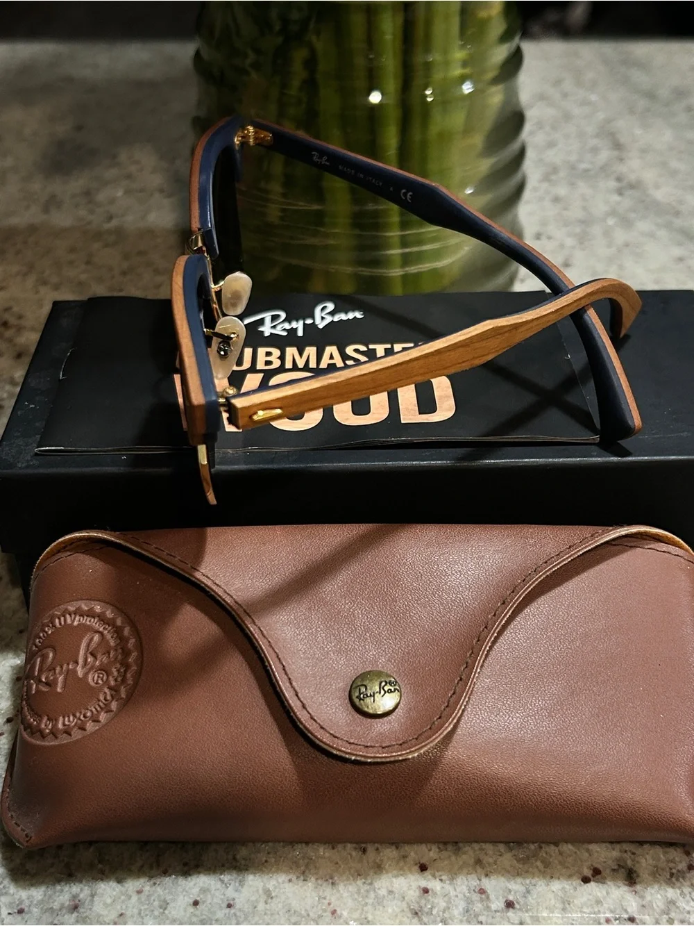 Ray-Ban RB3016M Clubmaster Wood Sunglasses 1180/R5 51mm + Case